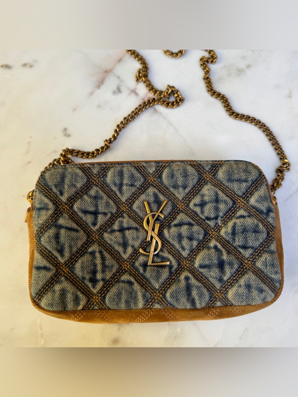 Saint Laurent Denim Becky Double-Zip Crossbody - Picture 3 of 16